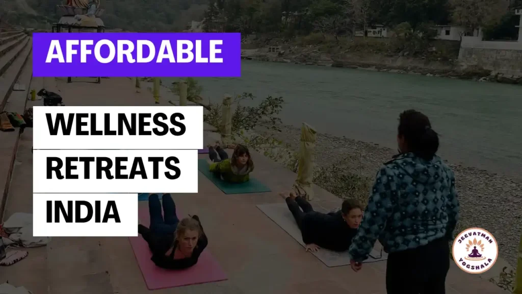 Affordable wellness retreat in Rishikesh at Jeevatman Yogshala with yoga practice by the Ganges