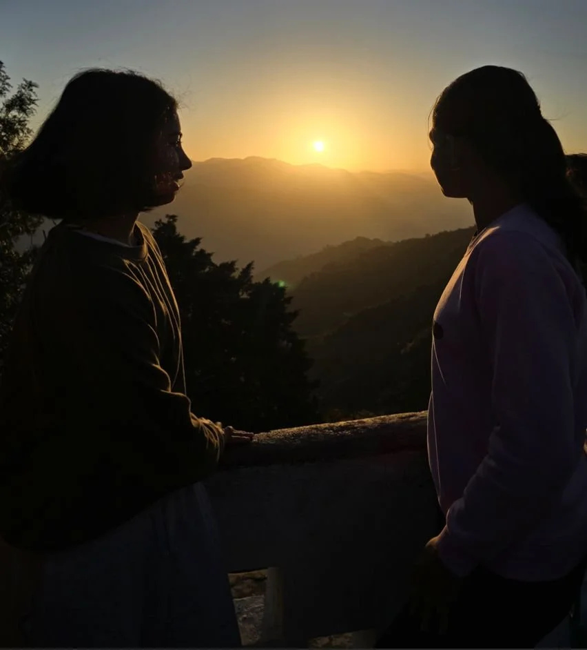 Peaceful sunrise view over the Himalayas during Jeevatman yoga retreat in Rishikesh