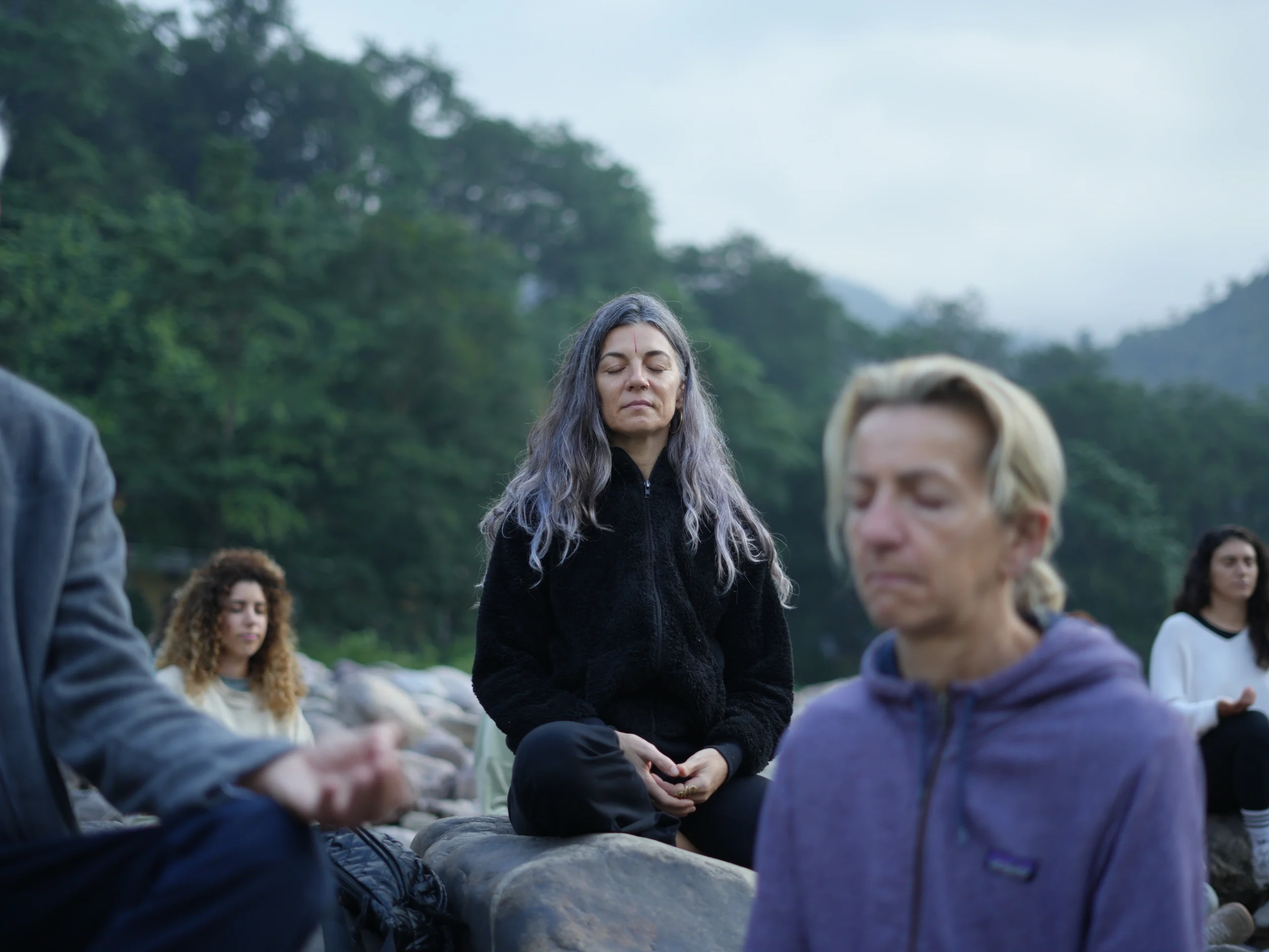 Retreat participants on nature walk in Rishikesh