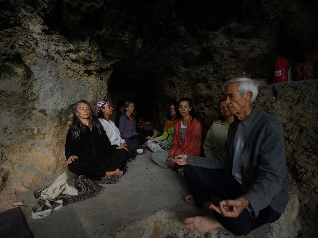 Retreat participants at Vasisth Cave in Rishikesh