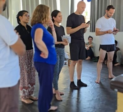 yoga class opening with inclusive teaching language