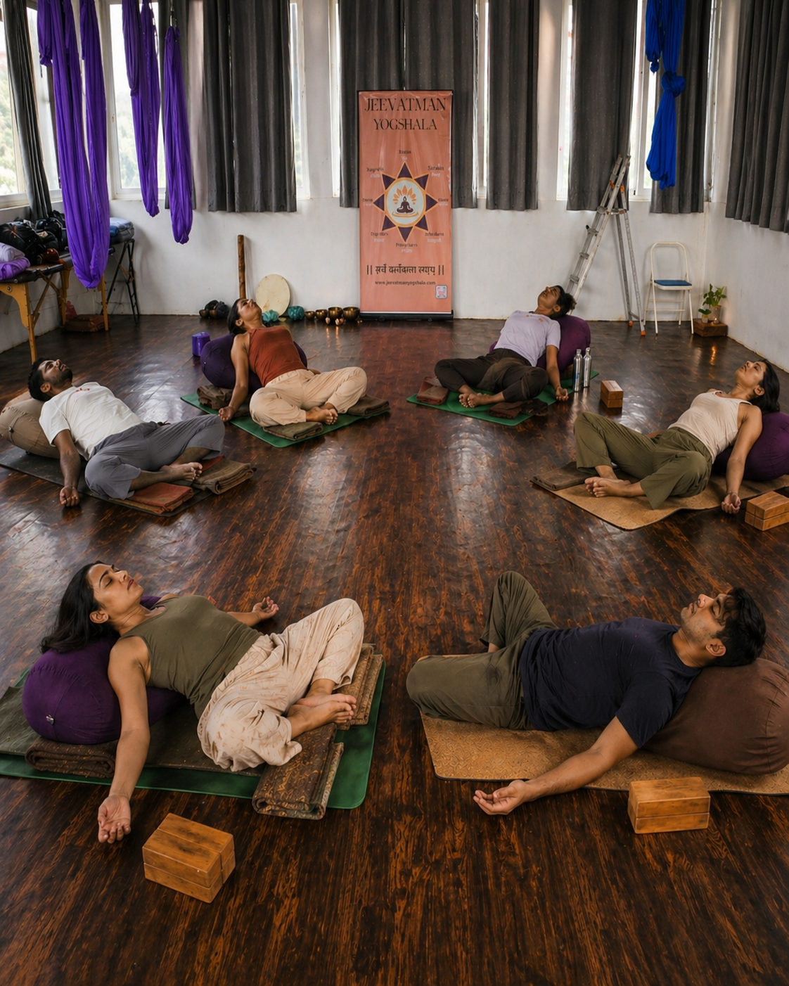 Students during 50-Hour Yin Yoga Course at Jeevatman Yogshala yoga school in Rishikesh
